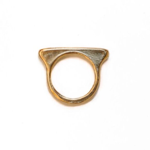 WaterSandStone Jewelry - Watersandstone Flat Stone Brass Ring Size 7